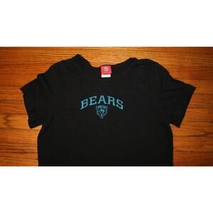 Chicago Bears NFL For Her Black Large TShirt Light Blue Glitter Spell Out Logo